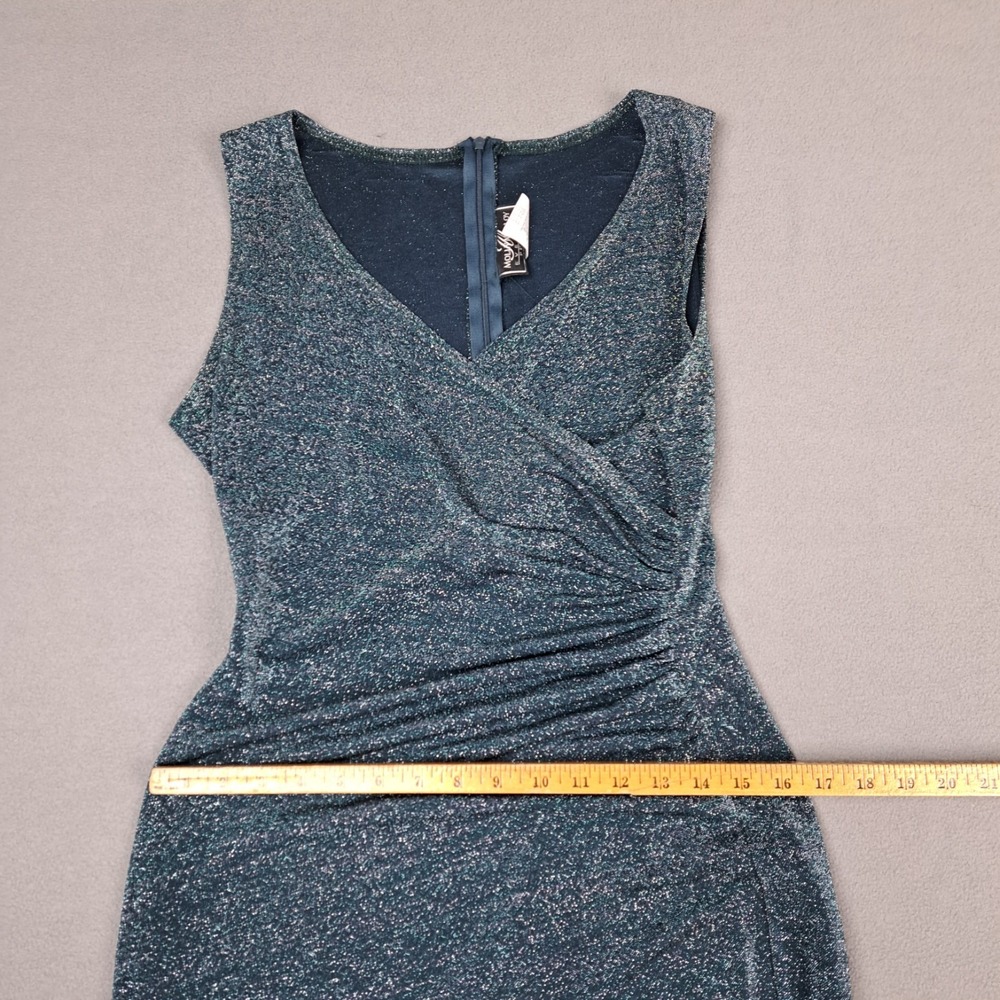 Vintage Molly Malloy Dress Women 10/M‎ Green Maxi Shimmer Ruched Y2K Fairy Bella - Picture 15 of 16